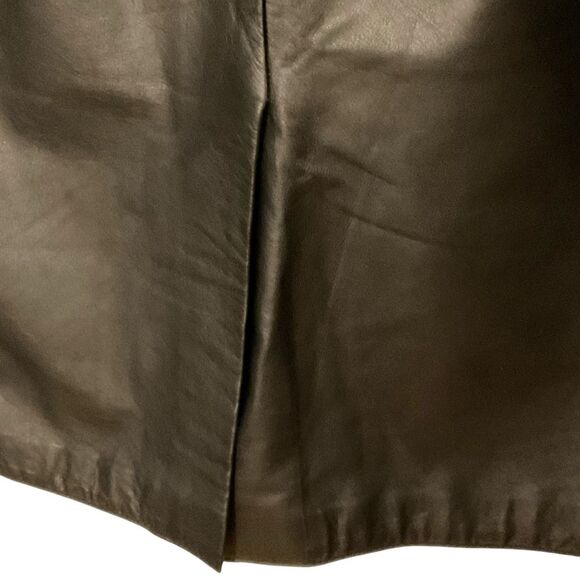 VTG C. Marie Leathers Black Leather Pleated Midi Skirt Size 10 - Picture 7 of 13